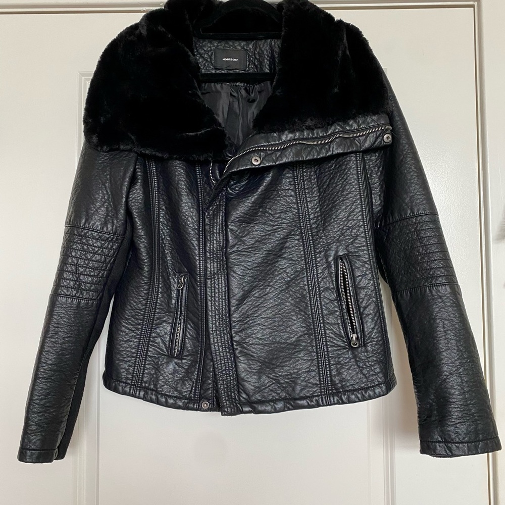 Members Only Faux leather faux fur jacket